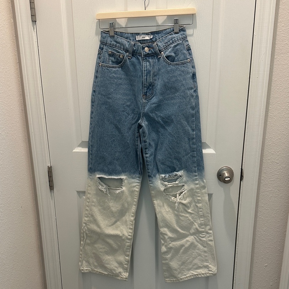 Adika Two-Tone Blue and Off White Distressed Women's Jeans
